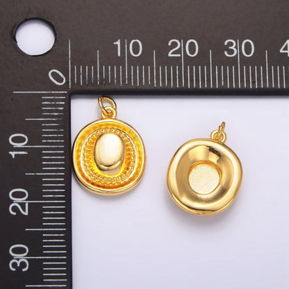 24K Gold Filled Minimalist Cowboy Hat Multidimensional 3D Charm | W098