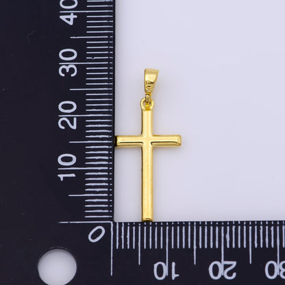 24K Gold Filled Minimalist Cross Pendant in Gold, Rose Gold &amp; Silver | I663