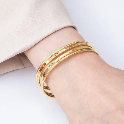 24K Gold Filled Minimalist Cuff Band Bangle Bracelet | WA-3895
