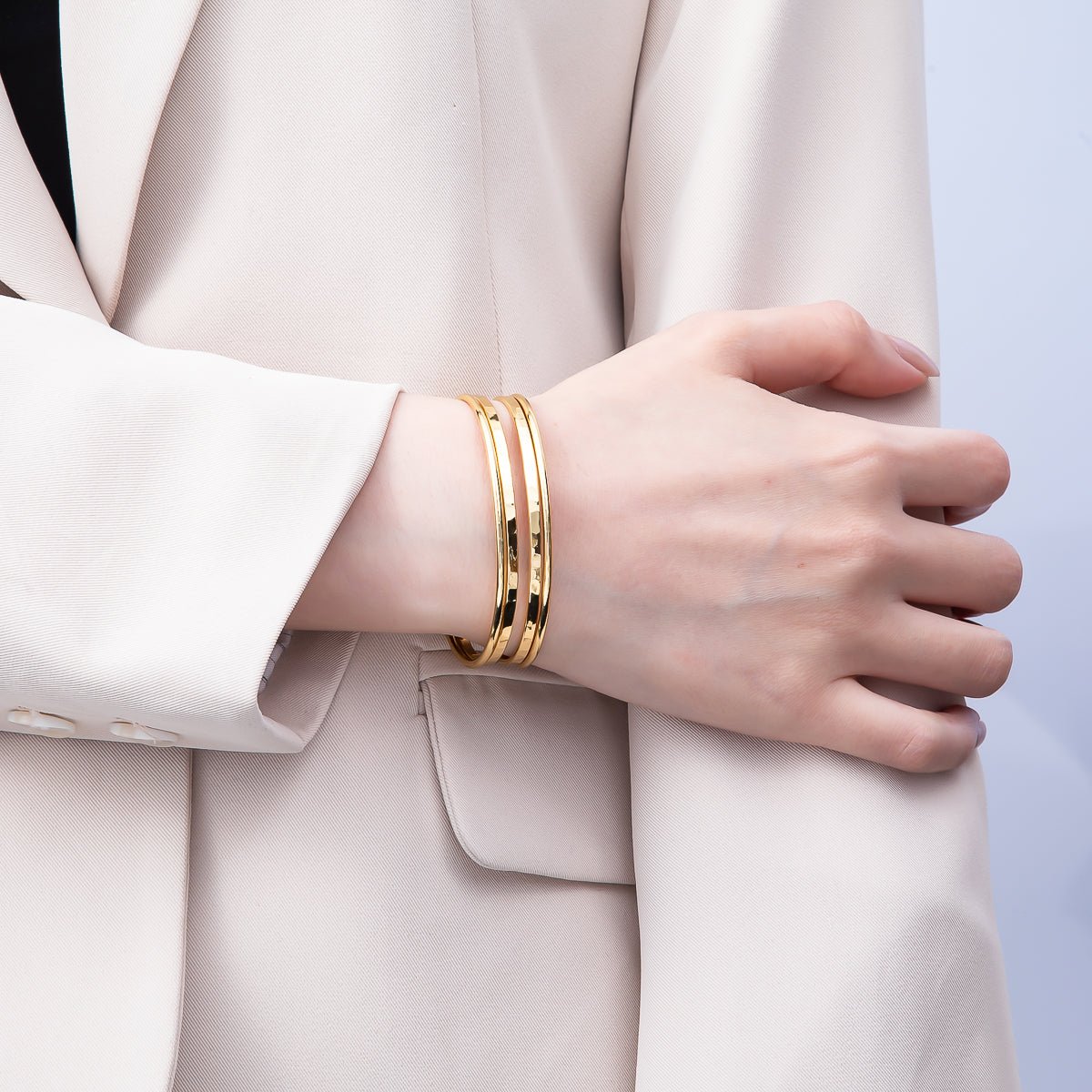 24K Gold Filled Minimalist Cuff Band Bangle Bracelet | WA-3895