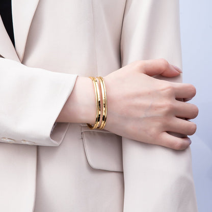 24K Gold Filled Minimalist Cuff Band Bangle Bracelet | WA-3895