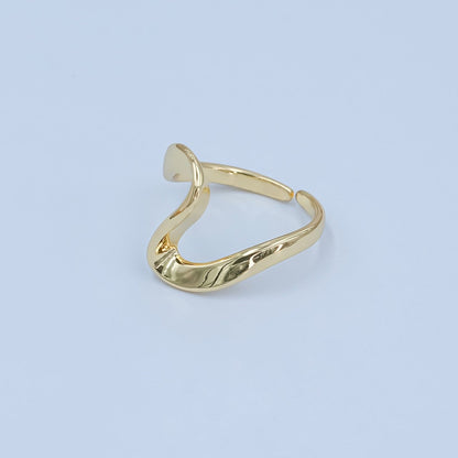24K Gold Filled Minimalist Curve Wave Band Ring | O822