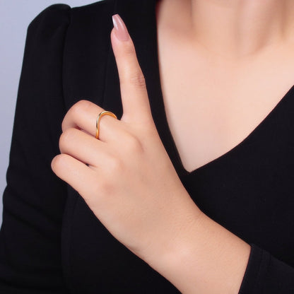 24K Gold Filled Minimalist Curved Chevron Ring | U432