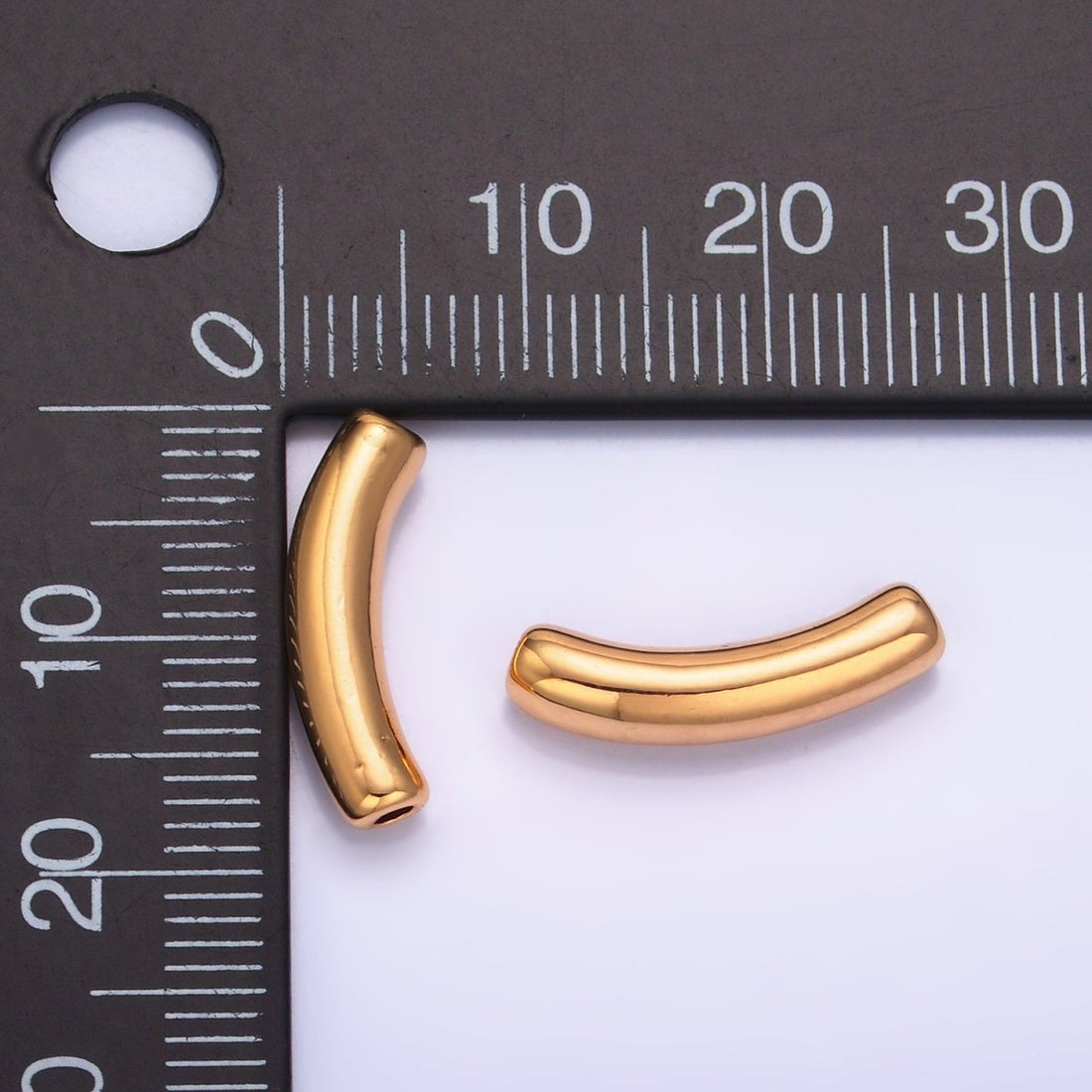 24K Gold Filled Minimalist Curved Tube Bead | B167