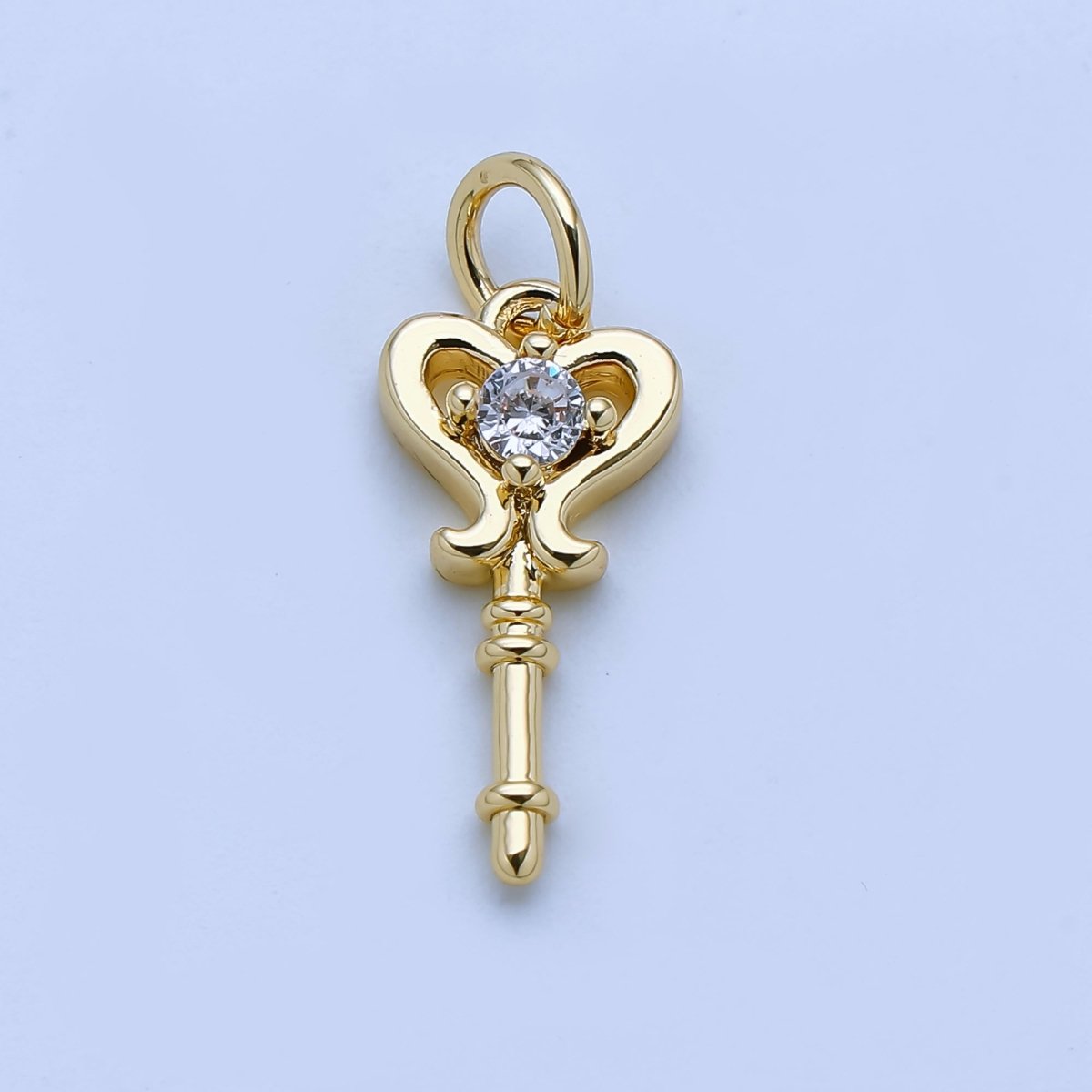 24K Gold Filled Clear, Pink CZ Key Lock Charm in Gold &amp; Silver | AJ377 AJ468