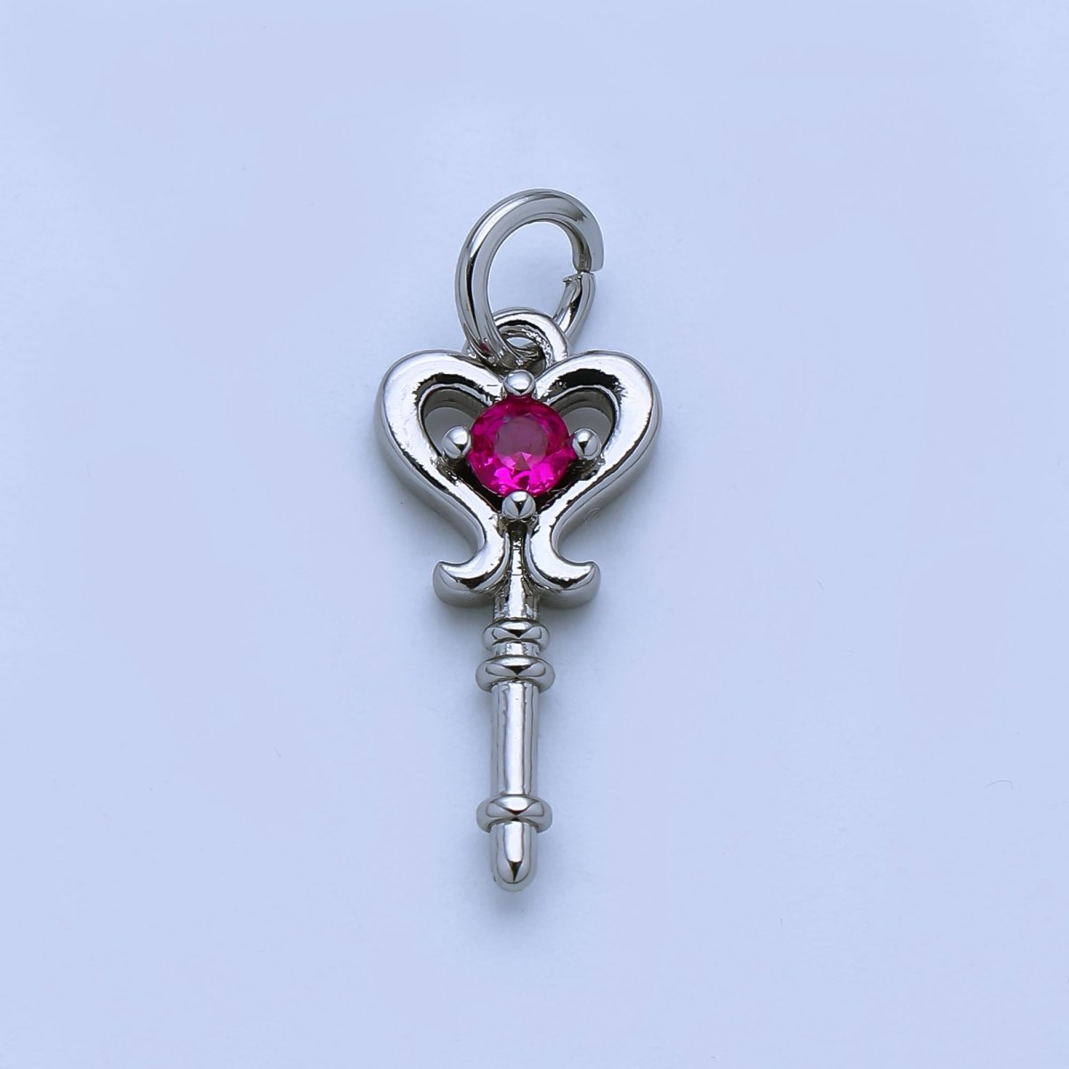 24K Gold Filled Clear, Pink CZ Key Lock Charm in Gold &amp; Silver | AJ377 AJ468
