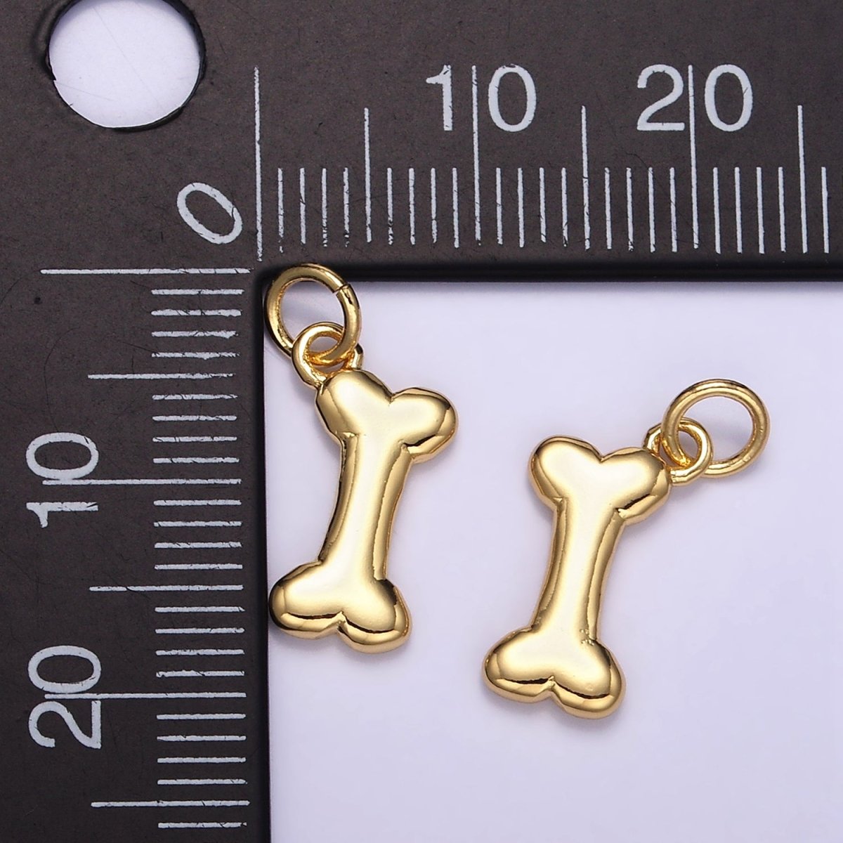 24K Gold Filled Minimalist Dog Bone Mini Charm | M126