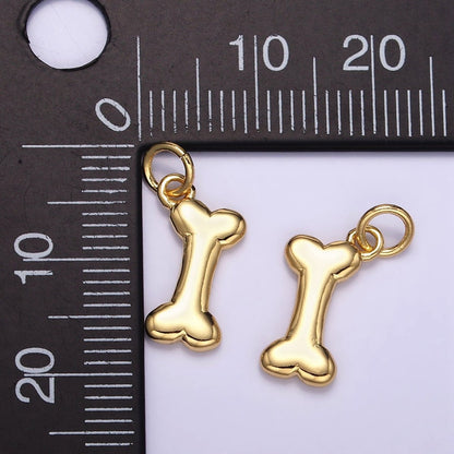 24K Gold Filled Minimalist Dog Bone Mini Charm | M126