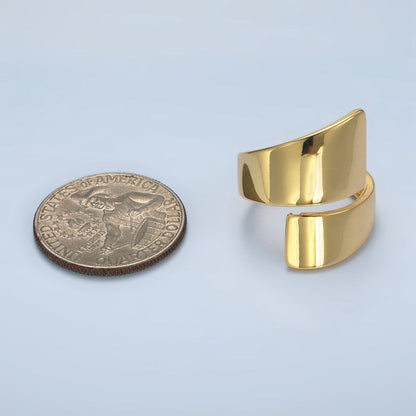 24K Gold Filled Minimalist Double Band Signet Wrap Ring | O1404