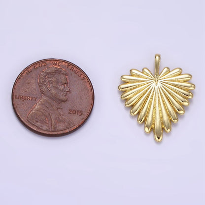 24K Gold Filled Minimalist Feather Heart Pendant | AA1338