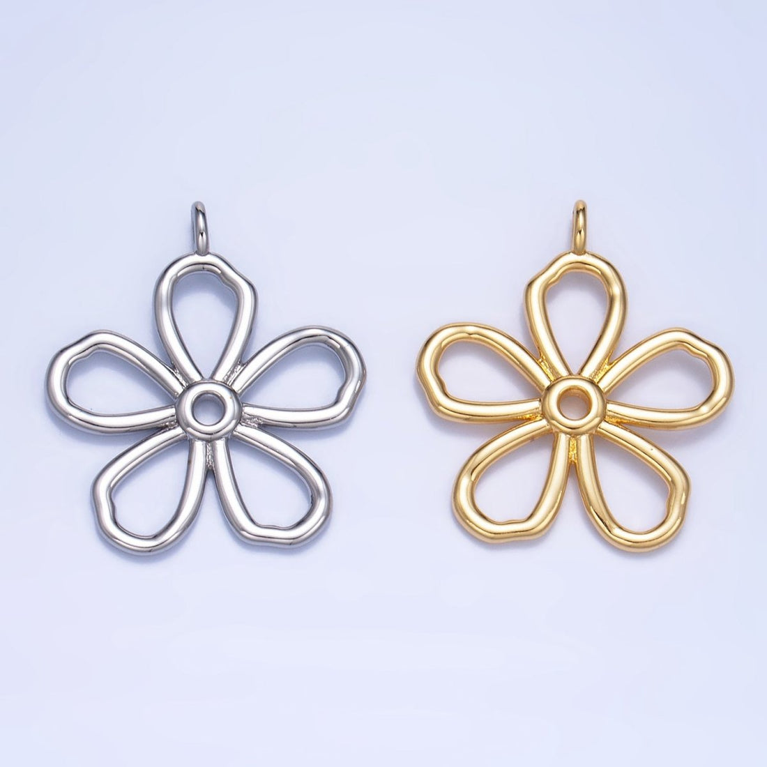 24K Gold Filled Minimalist Flower Pendant in Gold &amp; Silver | AG947