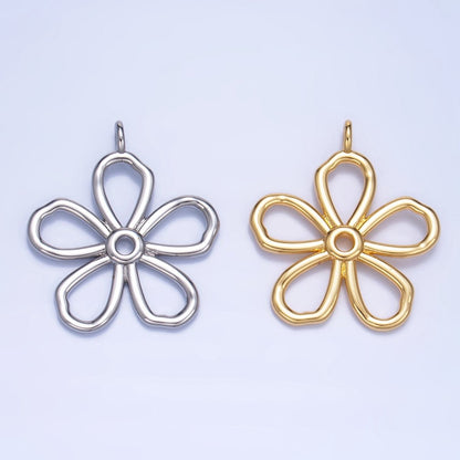 24K Gold Filled Minimalist Flower Pendant in Gold &amp; Silver | AG947