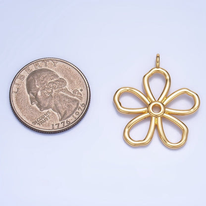 24K Gold Filled Minimalist Flower Pendant in Gold &amp; Silver | AG947