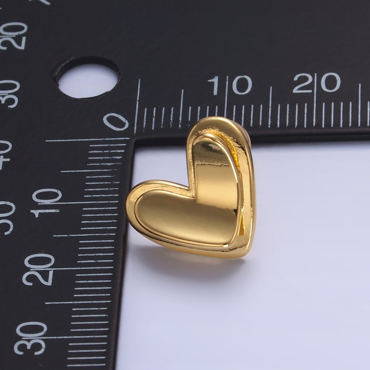 24K Gold Filled Minimalist Heart Bezel Stud Earrings in Gold &amp; Silver | AB1411 AB1412