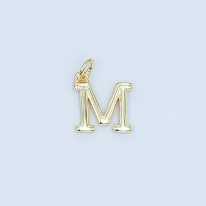 24K Gold Filled 12mm Minimalist Initial Letter Charm | A043-A055