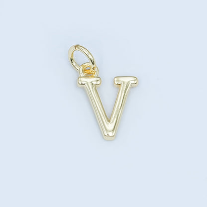 24K Gold Filled 12mm Minimalist Initial Letter Charm | A043-A055