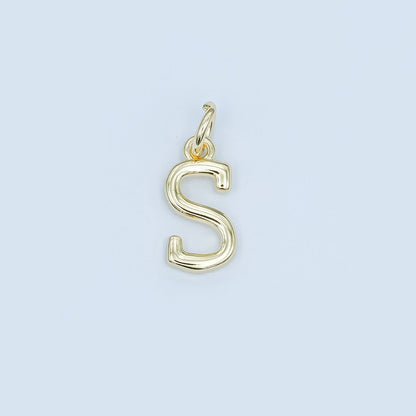 24K Gold Filled 12mm Minimalist Initial Letter Charm | A043-A055