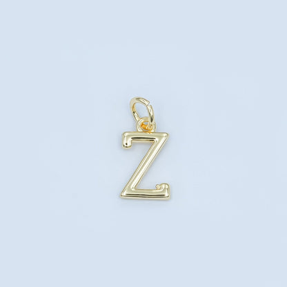 24K Gold Filled 12mm Minimalist Initial Letter Charm | A043-A055