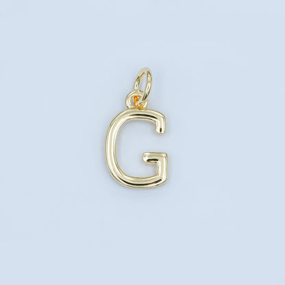 24K Gold Filled 12mm Minimalist Initial Letter Charm | A043-A055