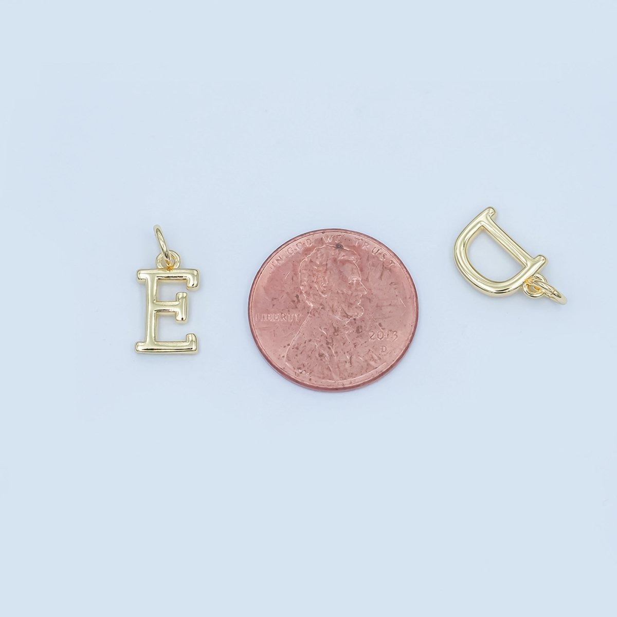 24K Gold Filled 12mm Minimalist Initial Letter Charm | A043-A055