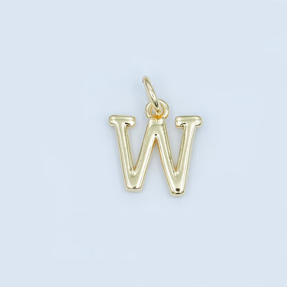 24K Gold Filled 12mm Minimalist Initial Letter Charm | A043-A055