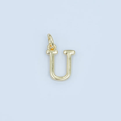 24K Gold Filled 12mm Minimalist Initial Letter Charm | A043-A055