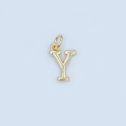 24K Gold Filled 12mm Minimalist Initial Letter Charm | A043-A055