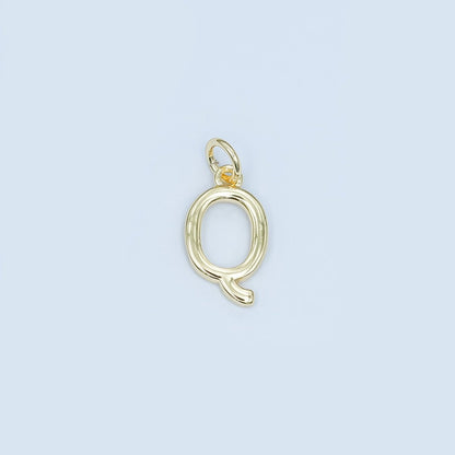 24K Gold Filled 12mm Minimalist Initial Letter Charm | A043-A055
