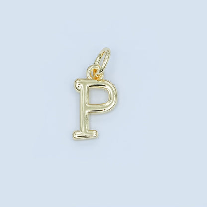 24K Gold Filled 12mm Minimalist Initial Letter Charm | A043-A055