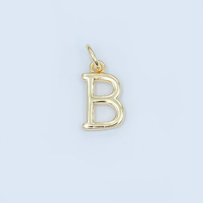24K Gold Filled 12mm Minimalist Initial Letter Charm | A043-A055