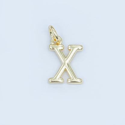 24K Gold Filled 12mm Minimalist Initial Letter Charm | A043-A055