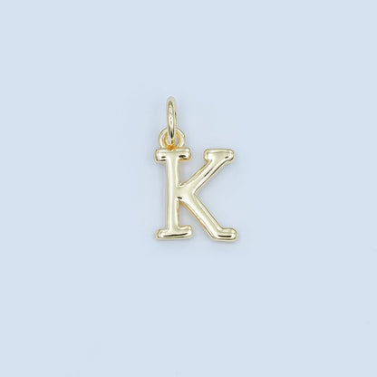 24K Gold Filled 12mm Minimalist Initial Letter Charm | A043-A055
