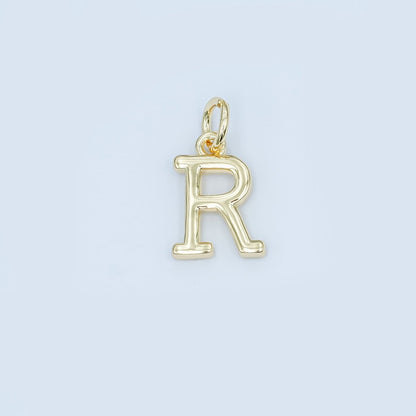 24K Gold Filled 12mm Minimalist Initial Letter Charm | A043-A055