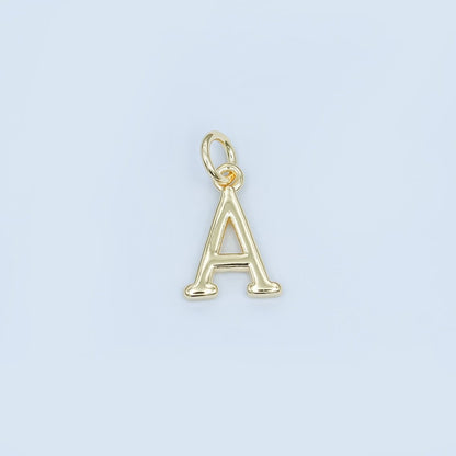 24K Gold Filled 12mm Minimalist Initial Letter Charm | A043-A055