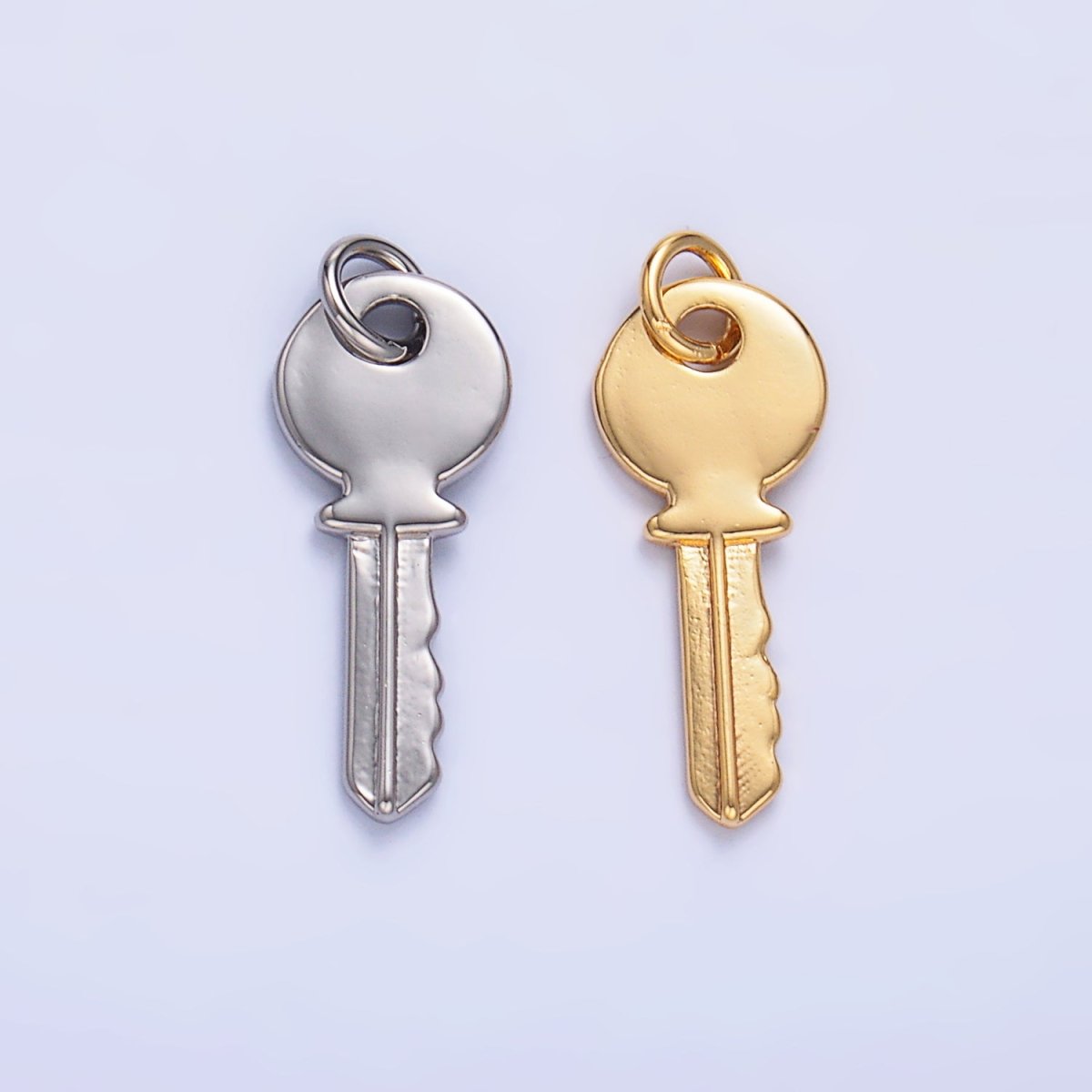 24K Gold Filled 20mm Minimalist Key Lock Charm in Gold &amp; Silver | W404