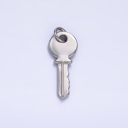 24K Gold Filled 20mm Minimalist Key Lock Charm in Gold &amp; Silver | W404