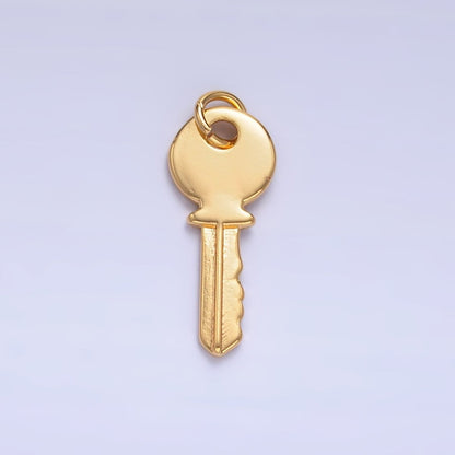 24K Gold Filled 20mm Minimalist Key Lock Charm in Gold &amp; Silver | W404