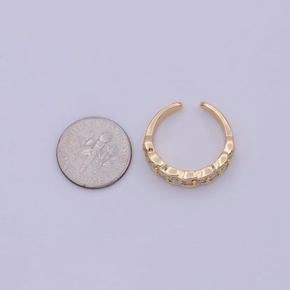 24K Gold Filled Minimalist Micro Pave Crystal Cubic Zirconia Bubble Adjustable Ring S-316