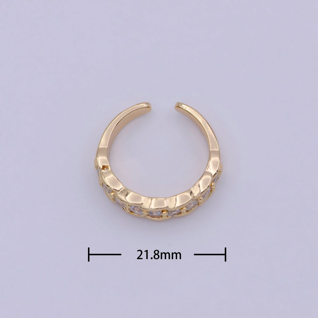 24K Gold Filled Minimalist Micro Pave Crystal Cubic Zirconia Bubble Adjustable Ring S-316