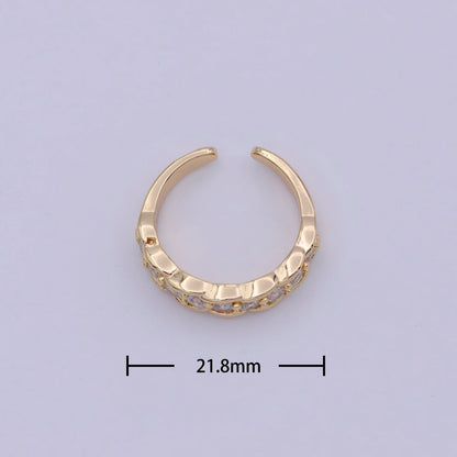 24K Gold Filled Minimalist Micro Pave Crystal Cubic Zirconia Bubble Adjustable Ring S-316