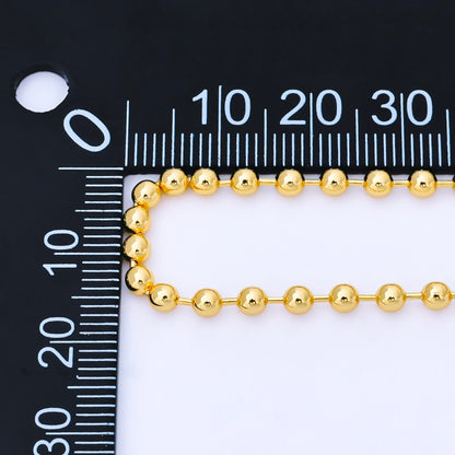 24K Gold Filled Minimalist Round Ball Link Beaded Chain 7 Inch Bracelet | WA-1693