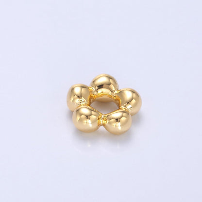 24K Gold Filled Minimalist Chubby Flower Round Rondelle Bead in Gold &amp; Silver | B642