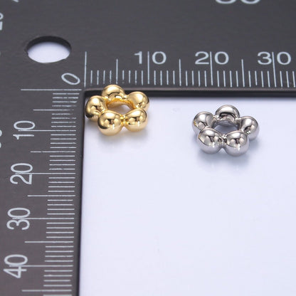 24K Gold Filled Minimalist Chubby Flower Round Rondelle Bead in Gold &amp; Silver | B642