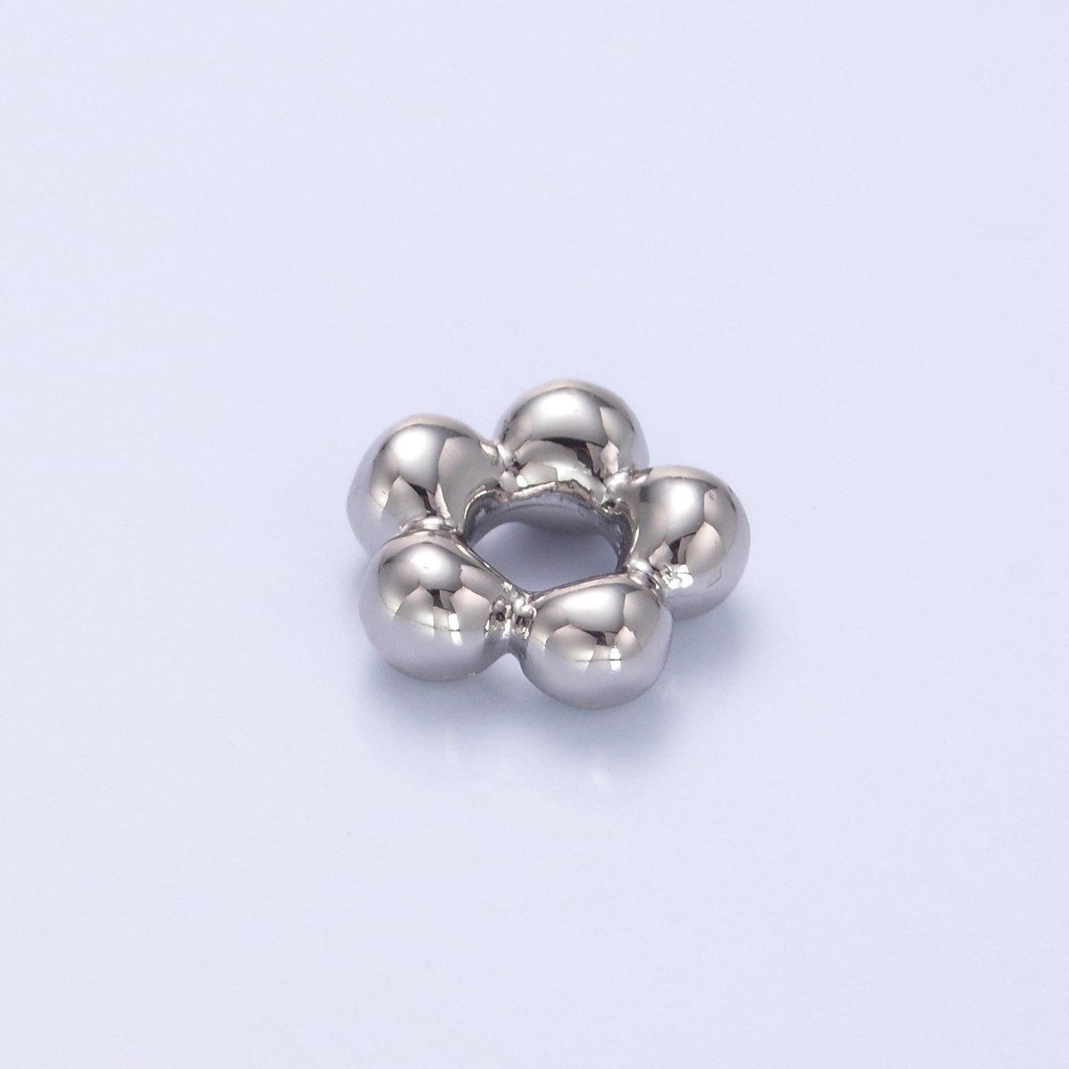24K Gold Filled Minimalist Chubby Flower Round Rondelle Bead in Gold &amp; Silver | B642
