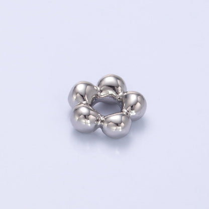 24K Gold Filled Minimalist Chubby Flower Round Rondelle Bead in Gold &amp; Silver | B642
