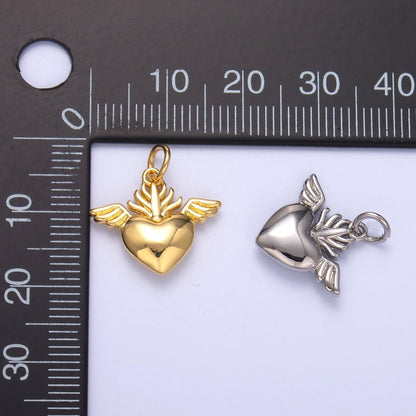 24K Gold Filled Minimalist Sacred Heart Charm in Gold &amp; Silver | N008