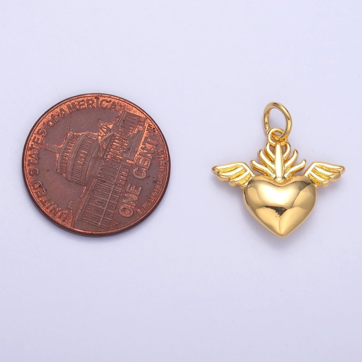 24K Gold Filled Minimalist Sacred Heart Charm in Gold &amp; Silver | N008