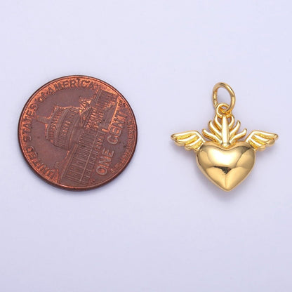 24K Gold Filled Minimalist Sacred Heart Charm in Gold &amp; Silver | N008