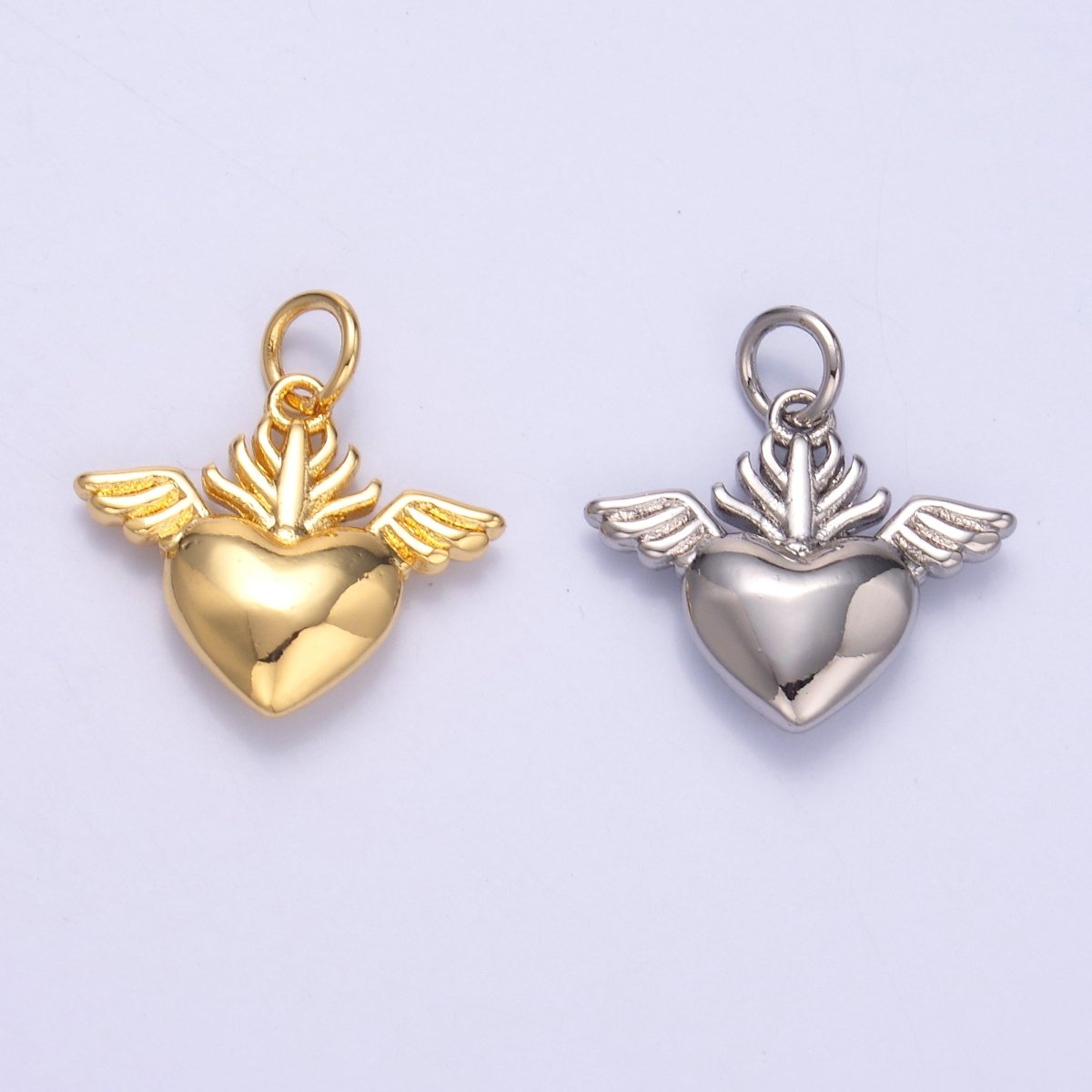 24K Gold Filled Minimalist Sacred Heart Charm in Gold &amp; Silver | N008