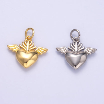 24K Gold Filled Minimalist Sacred Heart Charm in Gold &amp; Silver | N008